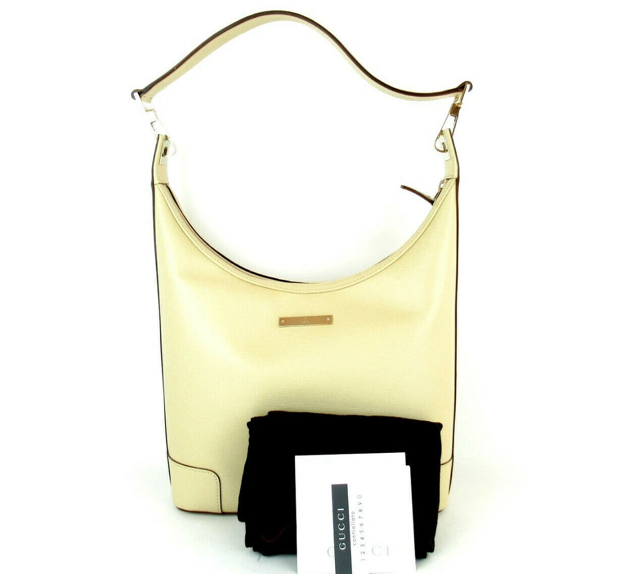 Authentique sac à bandoulière GUCCI beige cuir lisse poignée supérieure + dust bag