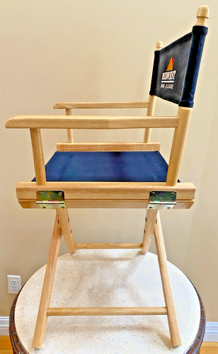 Vintage TELSCOPE Director’s WOOD FRAME & BLACK CANVAS Folding CHAIR - Picture 3 of 5