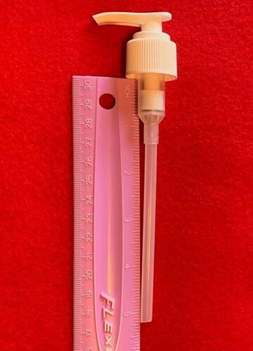 White Ribbed 24/410 Lotion Dispenser Pump Top Locking Head w/4" Dip Tube Lot 10 - Picture 3 of 3
