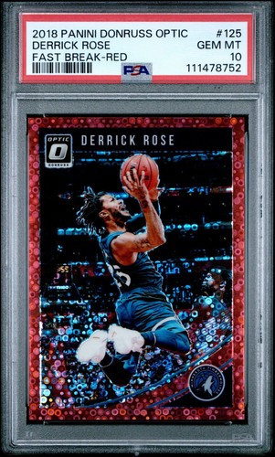 Derrick Rose 2018 Panini Donruss Optic Fast Break Red SP /85 PSA 10 (Pop 1) #125