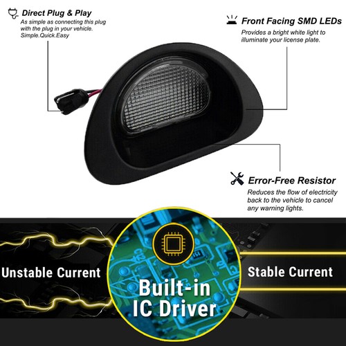 2Pcs Feux de Plaque d'immatriculation LED Blanc pour 05-14 Citroen C1 Peugeot 107 - Photo 2/10
