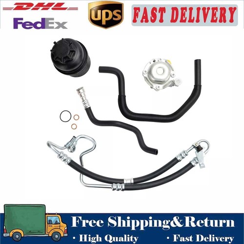 Power Steering Pump+Hoses+Reservoir with Cap Kit for BMW E46 325i 330i 2001-2005 - Picture 1 of 6