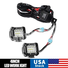 4" LED Work Light Bar Pods Flood Spot Combo Fog Driving Kit ATV Offroad + Wiring