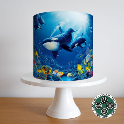 Tier Sea Life Ozean Tortenaufleger Bordüre Streifen Muster Wickeloptik Party essbar