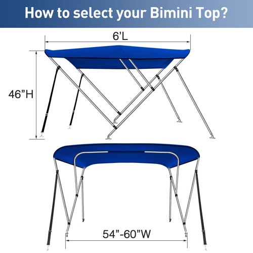 Sun Shade Canopy for Pontoon, V-Hull, Jon Boat, Storage Boot Bimini Tops 3 4 Bow - Picture 15 of 39