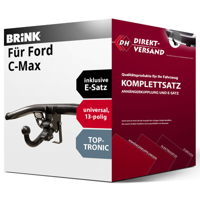 Für C-Max I DM2 (Brink) Anhängerkupplung abnehmbar + E-Satz 13pol universell neu