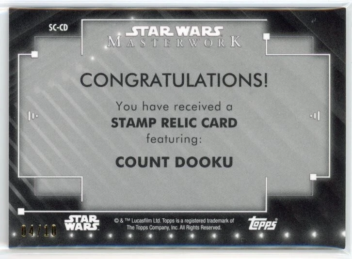 SC-CD STAMP RELIC COUNTU DOOKU ORANGE #04/10 STAR WARS 2020 TOPPS MASTERWORK - Image 2 of 4
