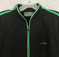 L-RL Lauren Active Jacket Womens Medium Black w/ Green Trim Ralph Lauren Golf