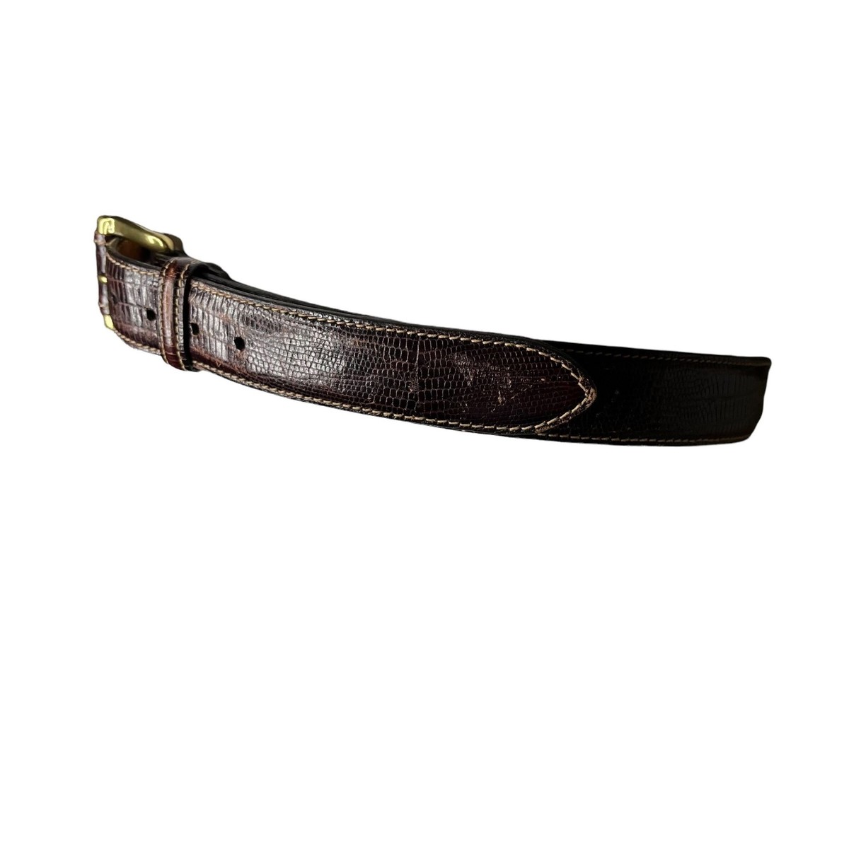 Trafalgar Black Lizard Embossed Leather Belt Gold‎ Buckle Women Size 36 36 Size Crocodile/Alligator Belts for Women for sale | eBay main image 3