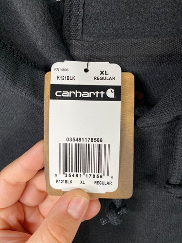 Carhartt Hoodie Mens XL Black Original Fit Fleece Pullover Workwear K121 NEW NWT - Picture 5 of 16