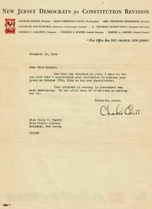 RARE! “New Jersey Governor" Charles Edison Hand Signed TLS Dated 1944 COA