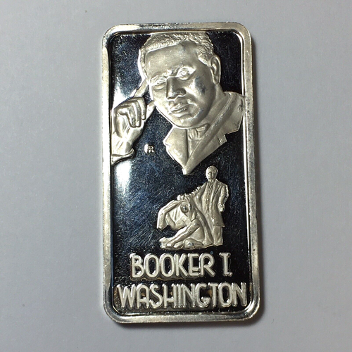 1946 BOOKER T WASHINGTON COMMEM. SILVER HALF DOLLAR & GREATEST AMERICANS ART BAR - Picture 6 of 7