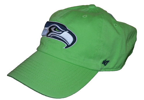 New SEATTLE SEAHAWKS '47 Brand Bridgestone NFL Unstructured Lime Green Golf Hat - Picture 3 of 5