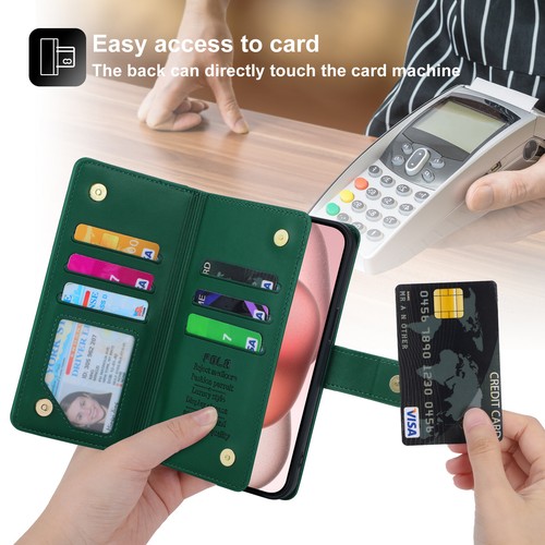For iPhone 16 15 Pro Max 14 13 12 11 XS XR 8 Leather Card Wallet Case Flip Cover - Picture 64 of 78