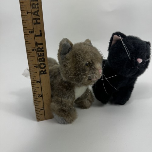 Lillian Vernon Cat Plush Lot 2 Stuffed Animal Kitty Kitten Black Gray Vintage 5” - Picture 14 of 15