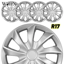 17" Set of 4 Silver Wheel Covers Full Rim Snap On Hub Caps Fits R17 Tire & Rim