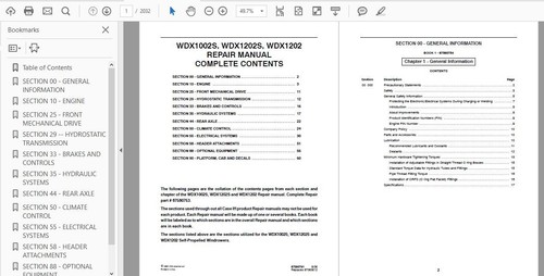 CASE IH WDX1202 WINDROWER MANUAL OPERATOR SERVICE PARTS REPAIR OWNER PDF USB - Picture 4 of 5