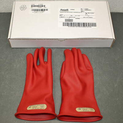 Ansell Marigold Electrical Insulating Red Gloves CLASS 00 R 11, Size 10, 500V AC
