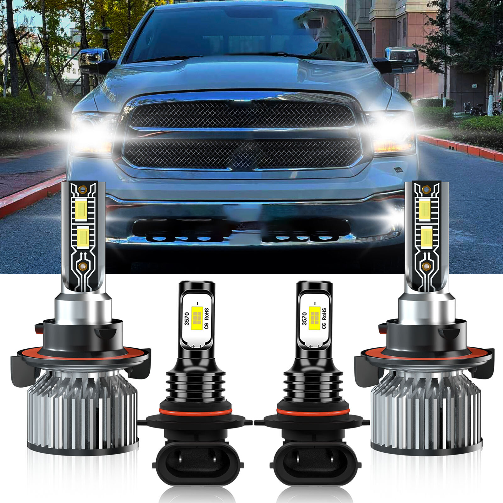 LED Headlight Bulbs High Lo Beam Fog light Super bright For Ram 2500 2010-2012