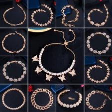 585 Gold Plated Cubic Zirconia Tennis Chain Link Bracelet Fashion Brand Jewelry