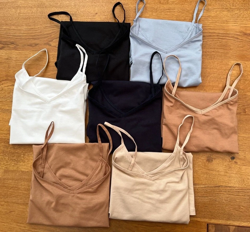 Ex-Famous Store Cotton-Rich V-Neck Camisole - BNWOT - PLUS Sizes - Many Colours - Image 1 of 1