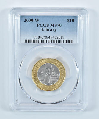 2000-W $10 Library Of Congress Commemorative Bimetallic MS70 PCGS