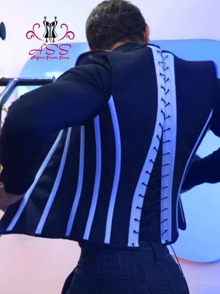 Men Corset Vest Steel Boned Waist Trainer Formal Cadual Corset Vest USA Sale - Image 4 of 4