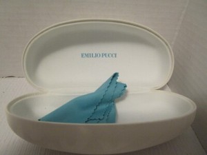 EMILIO PUCCI White Eyeglass / Sunglass Felt Lined Hard Storage Case with Cloth