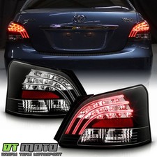 For Black 2007-2011 Toyota Yaris 4Dr Super-Flux LED Tail Lights w/ CCFL Strip