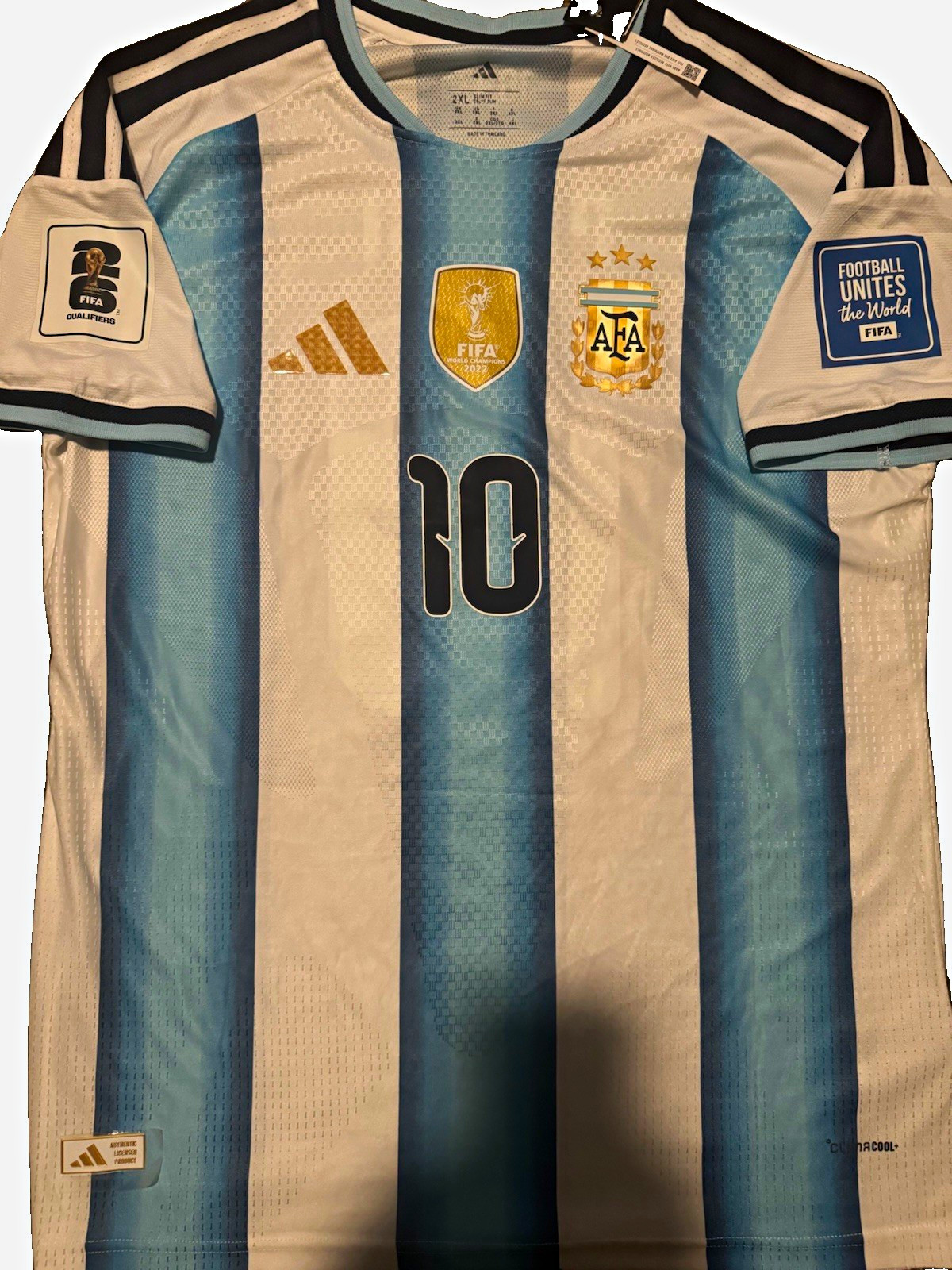 adidas Argentina Lionel Messi #10 Soccer Jersey 2XL Blue/White/Black/Gold