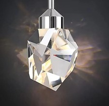 IDEQUY Chrome Crystal Pendant LED Light Kitchen Island Bedroom Bedside Dimmable