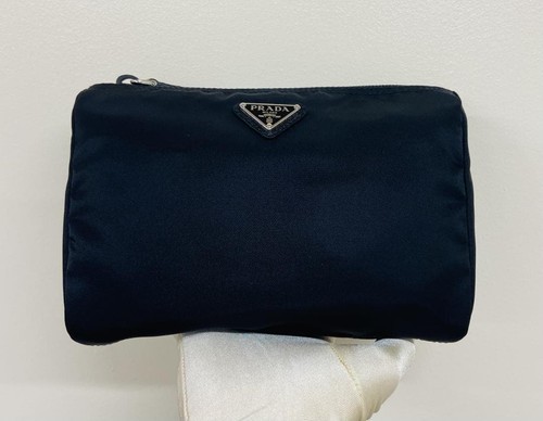 Prada Nylon Pouch 1NA011 Black Wallet Small Used