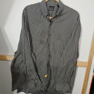 Greg Norman Collection Plaid Button Down Long Sleeve Shirt Shark Logo