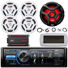 JVC Single-DIN Boat Radio, 4x 6.5" 150W Max Speakers, 10" Subwoofer, Amplifier