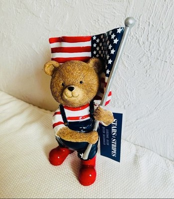  NWT Stars & Stripes Patriotic Teddy Bear Figure