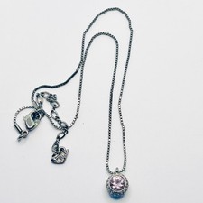 Swarovski Flirt Light Amethyst Pendant Necklace Ruthenium Plated 44cm Long Boxed