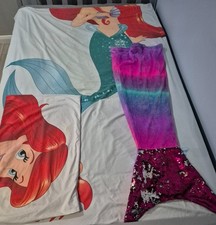 Disney Little Mermaid Single Duvet Cover & Pillow Case with Mermaid Tail Blanket