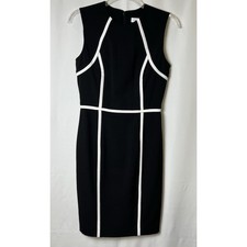 Calvin Klein Black & White Piping Sheath Dress Color Block Size 2