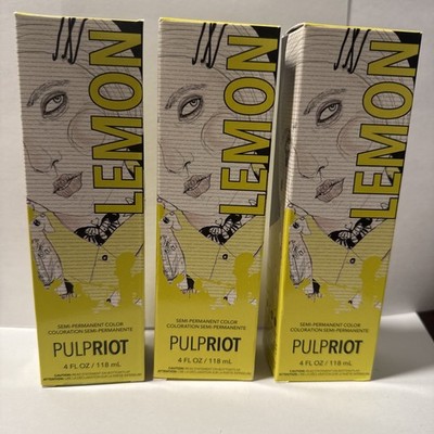 [3 PACKS] Pulp Riot Semi Permanent Hair Color 4oz  Lemon.  