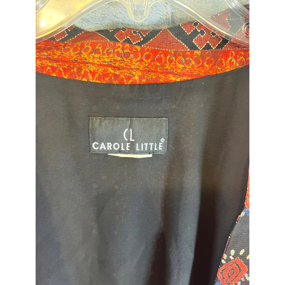 Chaqueta Carole Little Batik Boho Roja Negra Estampado Botón Frontal Talla M De Colección Años 90 Foto 3 de 4