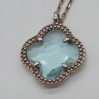 Vintage Marked 925 Italy Gold Over Silver Blue Crystal Necklace — photo 7