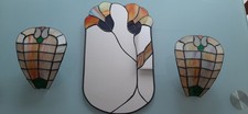 Tiffany Art-Set: 2 Wandleuchten und 1 Spiegel - Handarbeit