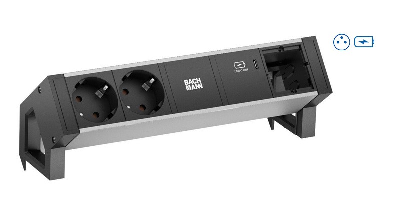 3991318 Bachmann Bachmann Desk 2 Alu prolunghe e multiple 2 presa(e) AC Interno