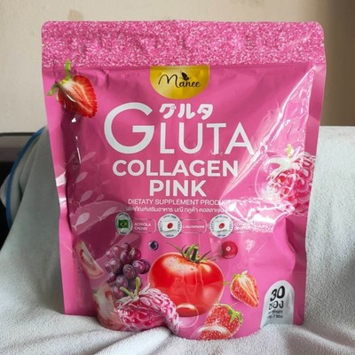 Manee Gluta Collagen Pink Anti-Aging Skin Brightening Glow Supplement (3x  Bags)