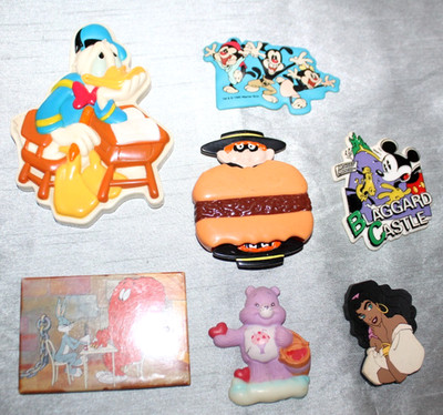 Vintage Lot 8 Animated Character Refrigerator Magnets Donald Mickey 2 Care Bear