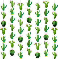 8 Pcs Cactus Garlands Decoration Fiesta Party Banner Mexican Taco Green Hanging