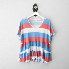 Peach Love California Oversized Peplum Top Womens M Red White Blue USA Made
