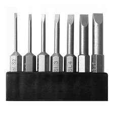 7 Pieces Slotted Bit Set 1.6-6.0mm Flat Head Screwdriver Bits Silver/Black
