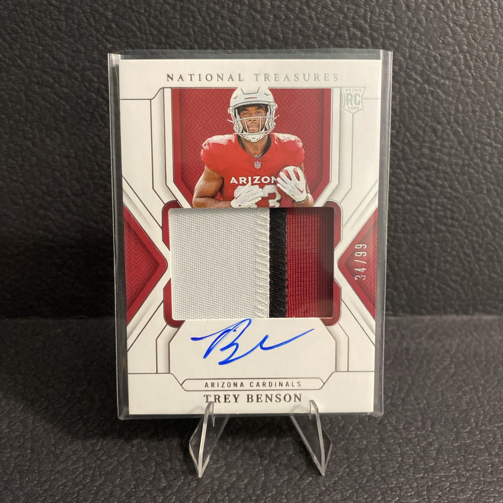 2024 National Treasures Auto Patch 174 Trey Benson 34/99 Rookie RC Cardinals
