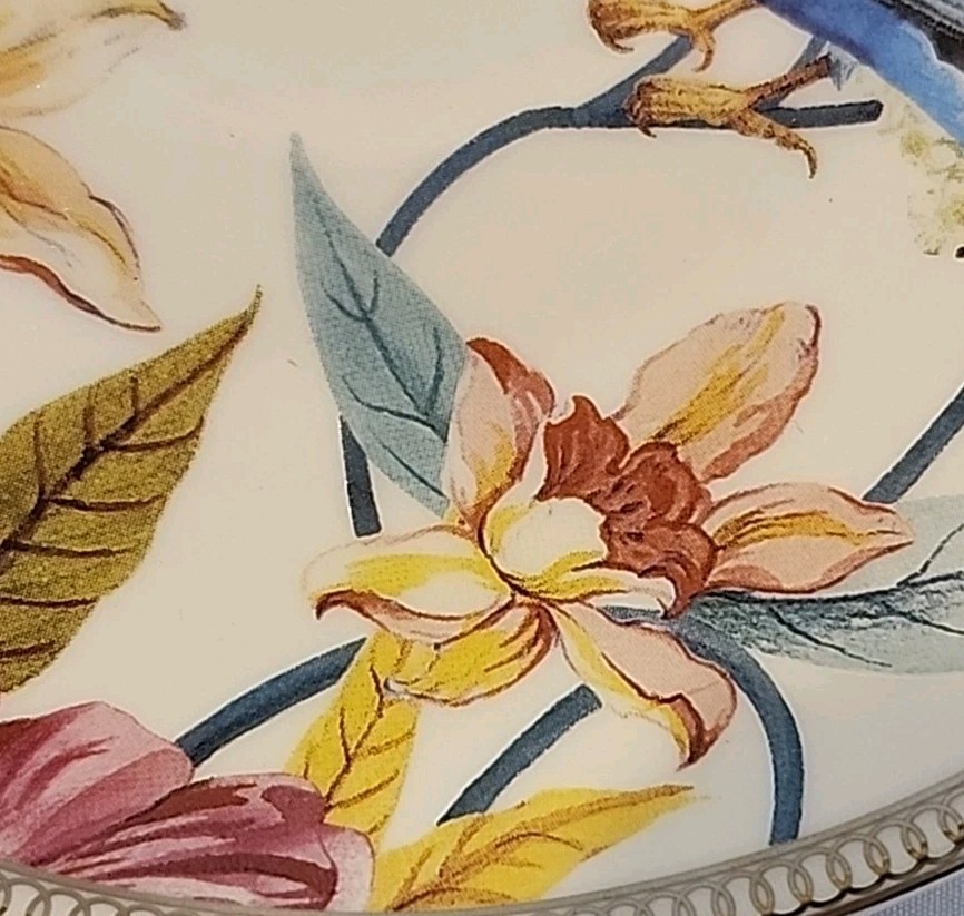 Grace’s Teaware Daisy and Bird Tea Cup and Saucer Set Floral 4oz Discontinued EC